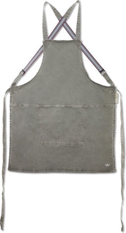 Dutchdeluxes - Canvas Suspender Schort - Grijs/Groen