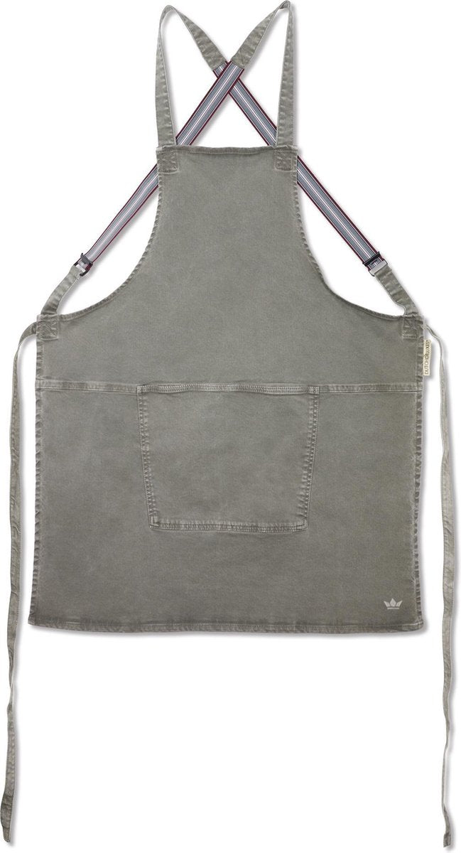 Dutchdeluxes - Canvas Suspender Schort - Grijs/Groen