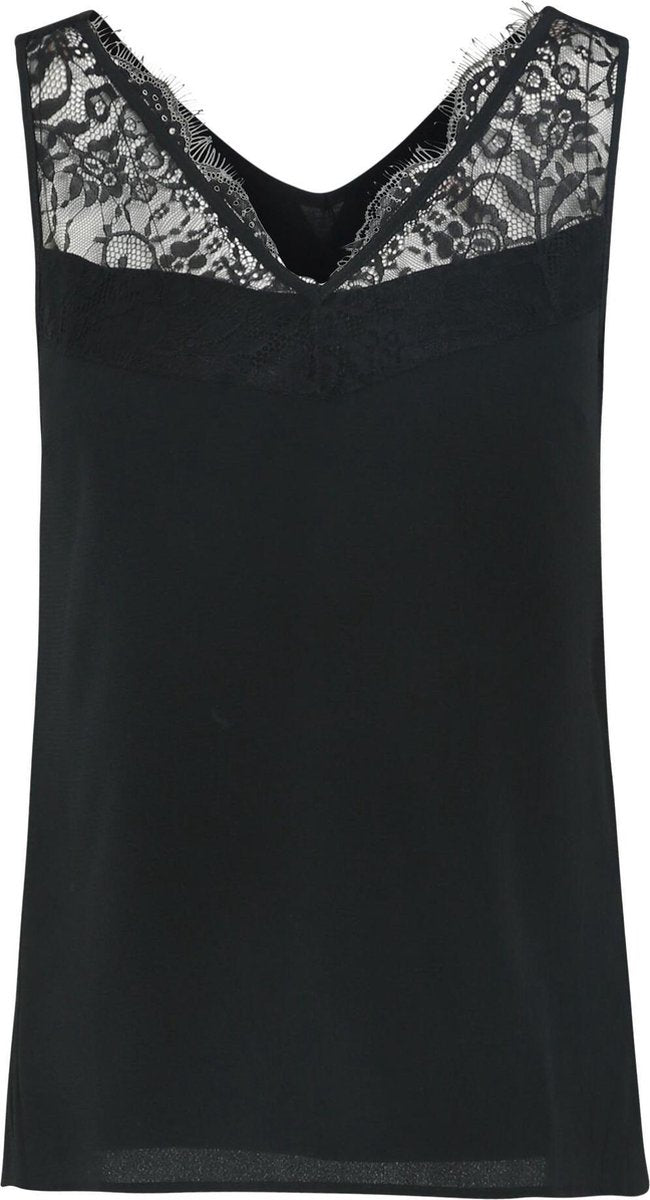 Cassis - Top met kantdetail - Zwart