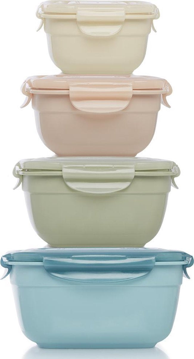 Lock&Lock Vershoudbakjes | Bewaardozen voedsel - Set van 4 stuks – Soft Colors – Stapelbaar