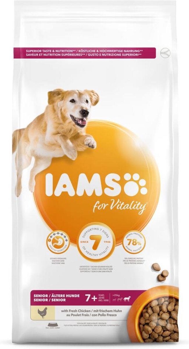 3x Iams Dog Senior Large Kip 3 kg