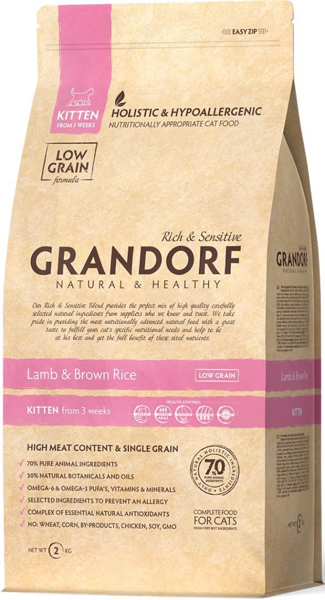 Grandorf kat lamb & brown rice kitten 2kg