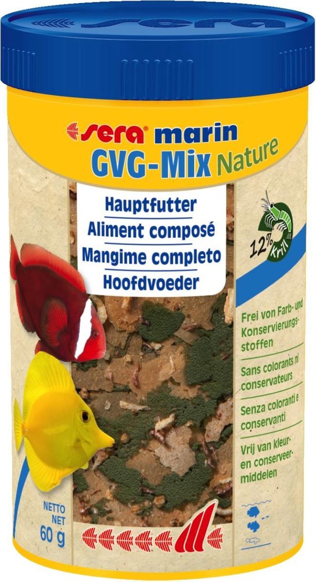 Sera GVG marine nature 250 ml hoofdvoeder voor zeewatervissen zonder bewaarmiddelen