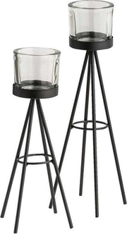 Theelichthouder metaal set/2 - waxinelichthouder - decoratie - set van 2 stuks