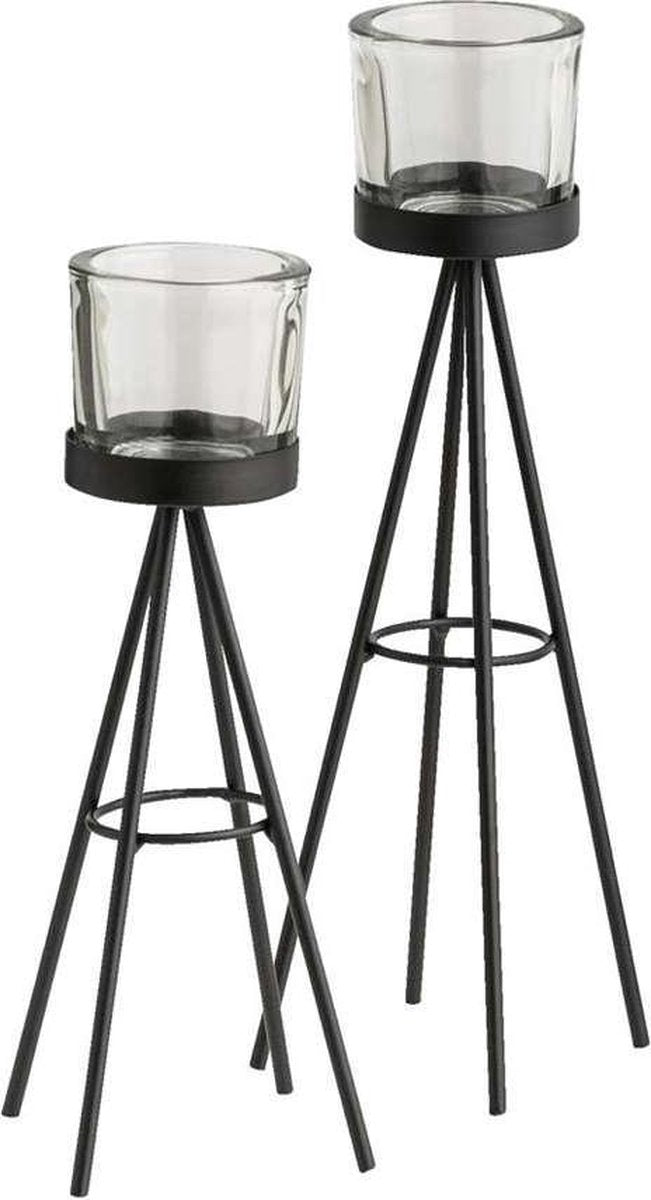 Theelichthouder metaal set/2 - waxinelichthouder - decoratie - set van 2 stuks