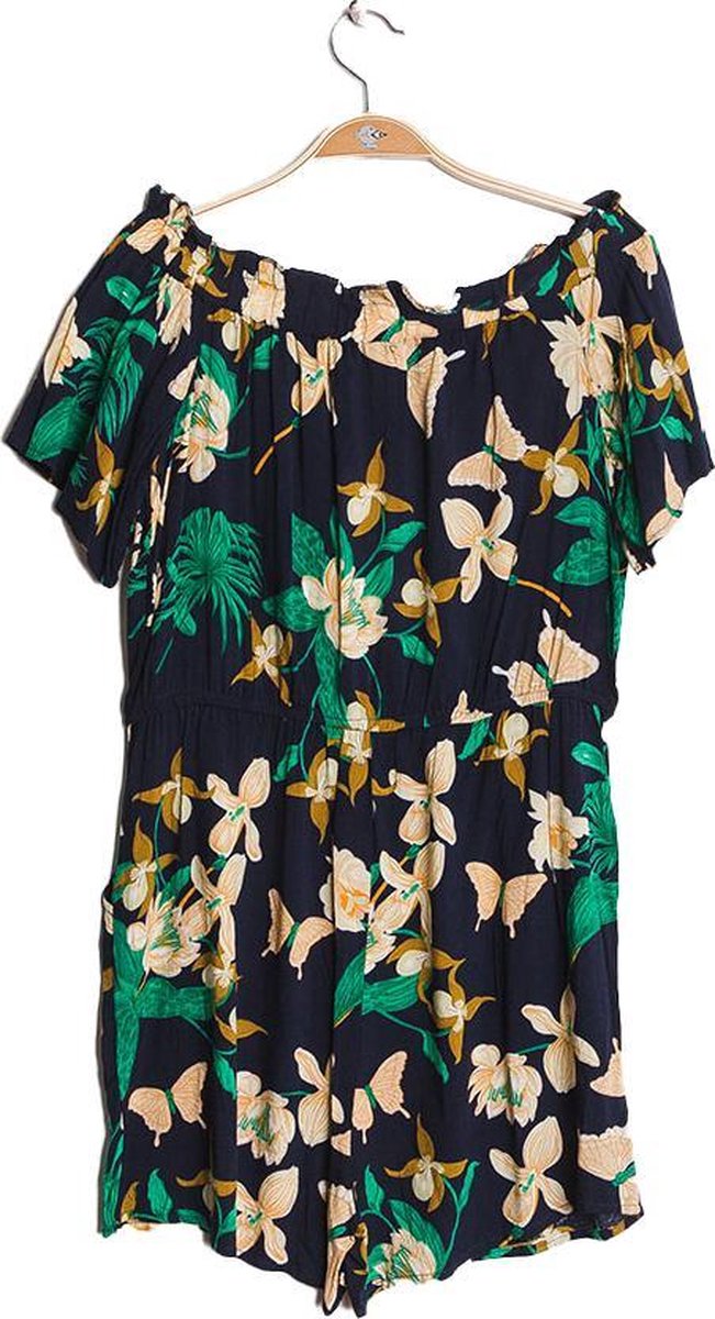 Dames Jumpsuit | playsuit | print |open schouders | Elastiek taille |L-XL | Zwart
