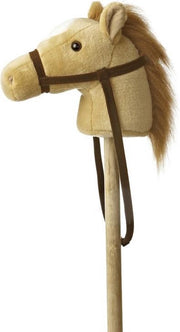Pluche stokpaardje beige pony met geluid 94 cm