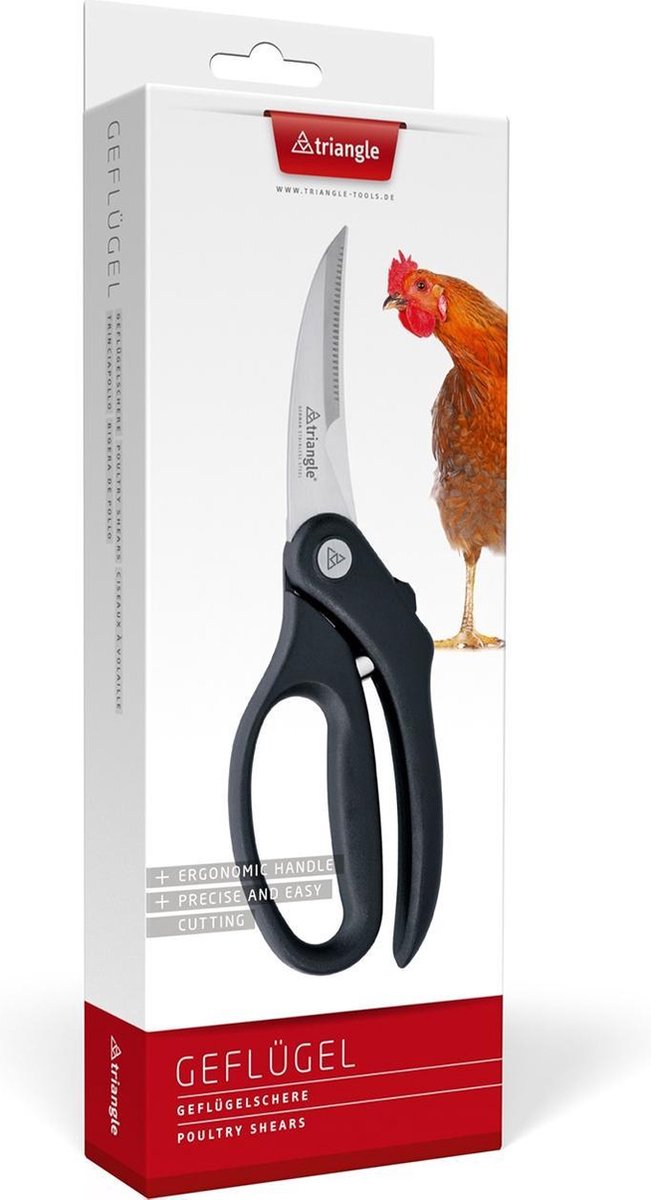 Triangle Essential Gevogelteschaar 10 cm roestvrijstaal met zwart vezelversterkt polyamide heft