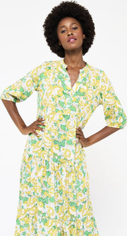 Maxi-jurk met retroprint - Groen