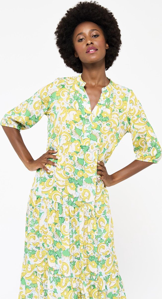 Maxi-jurk met retroprint - Groen