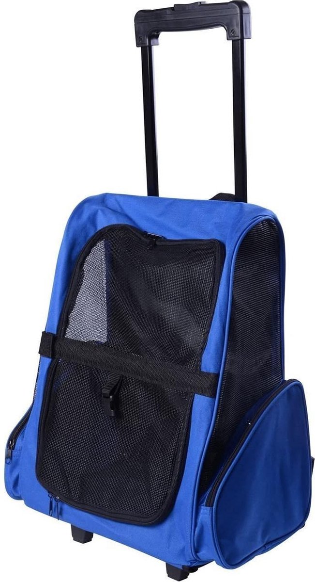 Rexa® Hondenreistas blauw - Hondentas met wieltjes en uitschuifbare hendel - Hondentransportbox 36 x 30 x 49 cm