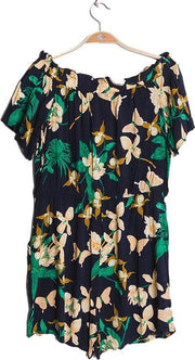 Dames Jumpsuit | playsuit | print |open schouders | Elastiek taille |S-M | zwart