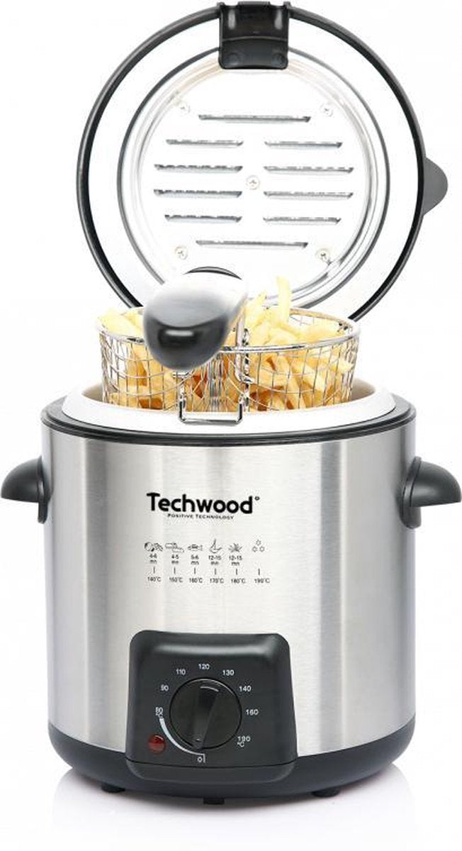TECHWOOD MINI FRITUUR- EN FONDUEPAN 2-IN-1 RVS