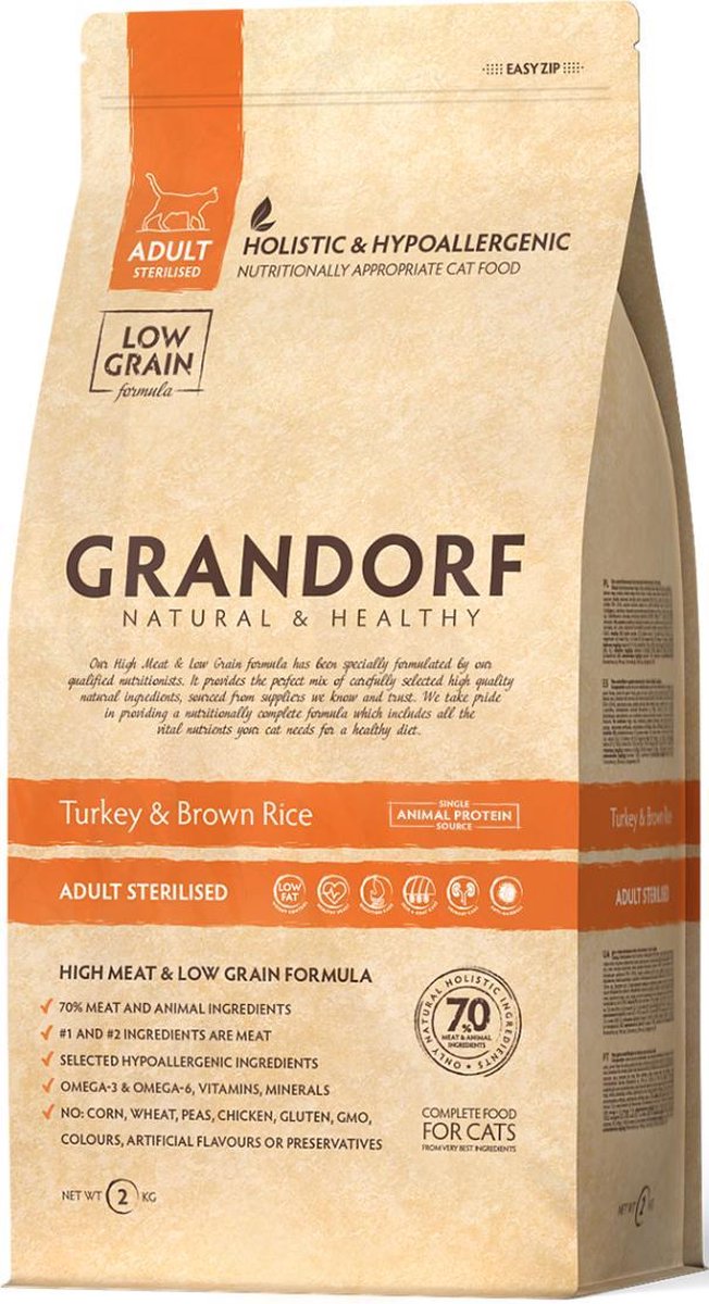 Grandorf kat turkey & brown rice adult sterilized 2kg