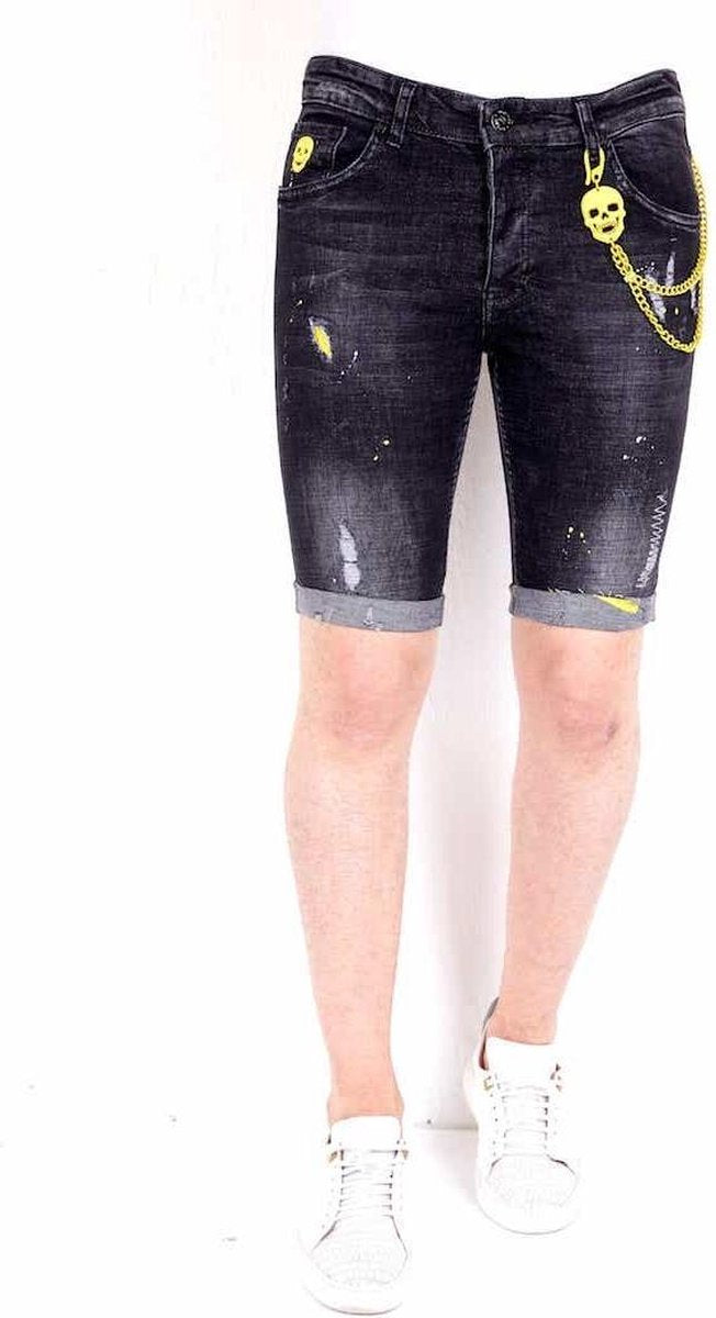 Local Fanatic Exclusive Korte Broek met Verfspatten Heren - 1022 - Zwart - Maten: 36