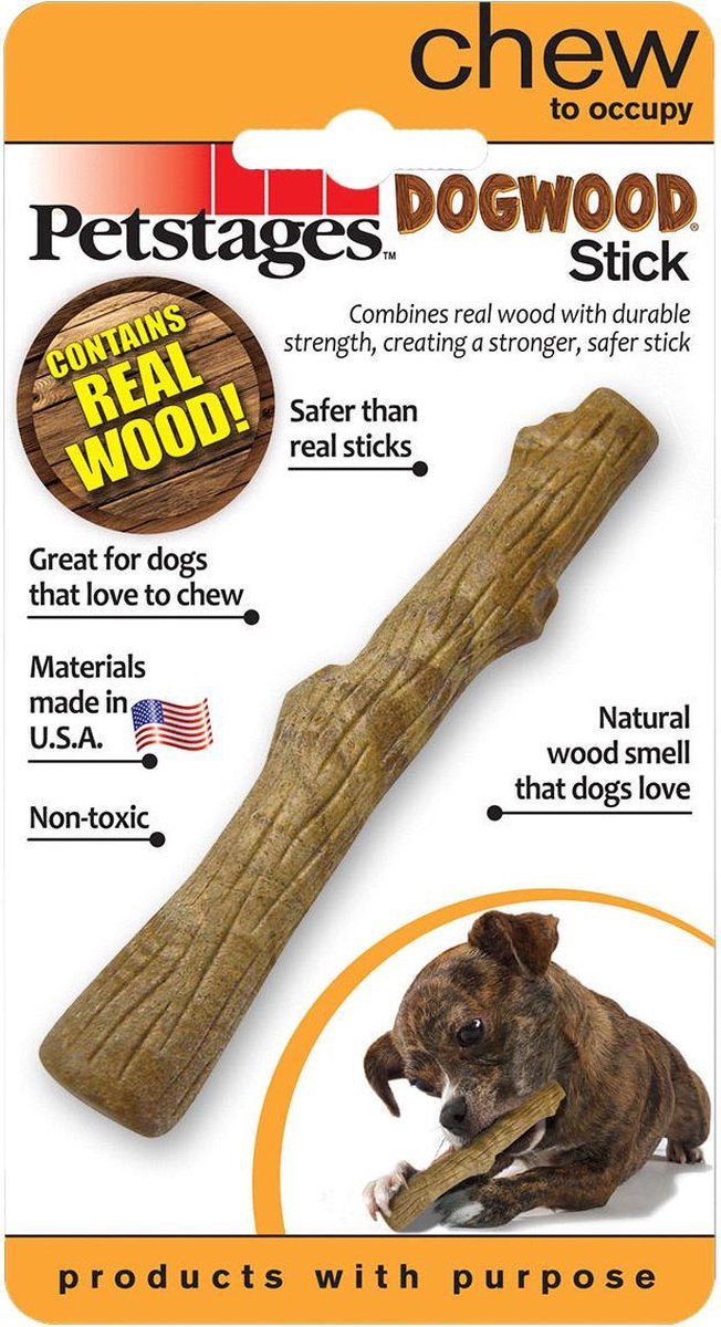 Duurzame Houten Kauwstok voor Honden - Petstages - Verkrijgbaar in 4 maten: Extra Small (10cm); Small (12
