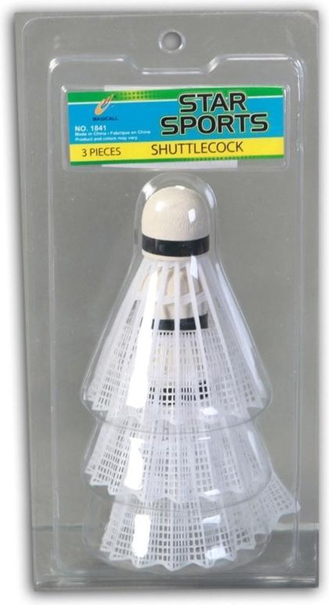 3x Witte badminton shuttles kunststof - 8 cm - Badmintonnen - Buitenspeelgoed voor kinderen/volwassenen