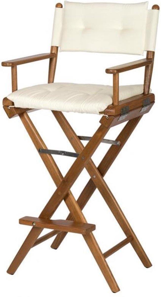 Stuurstoel Hoog Teak DeLuxe met Crème kussenset (Geolied)