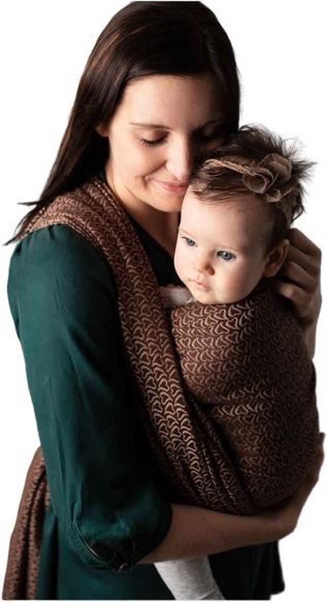 Luna Dream Draagdoek Sling Little Hearts Coffee Katoen Bruin Maat 6