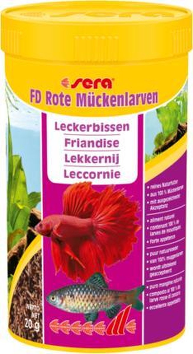 Rode muggenlarven voor vissen Sera FD 250ml