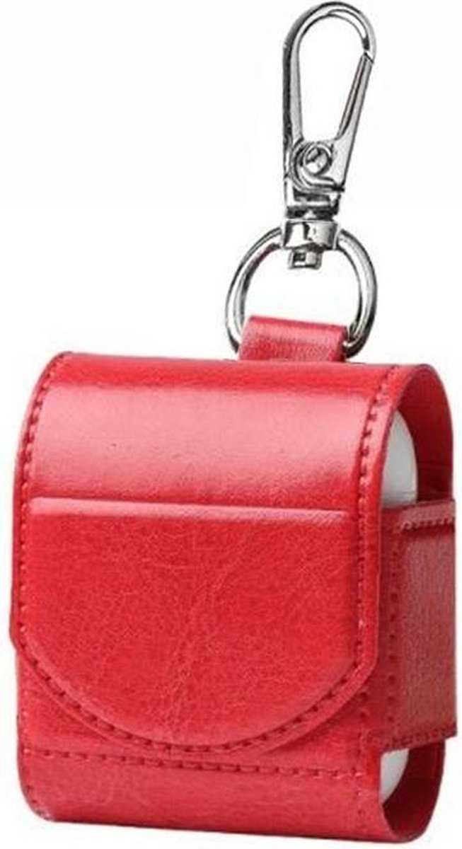 AirPods 1/2 Hoesje Case - Beschermhoesje AirPods-LEER ROOD