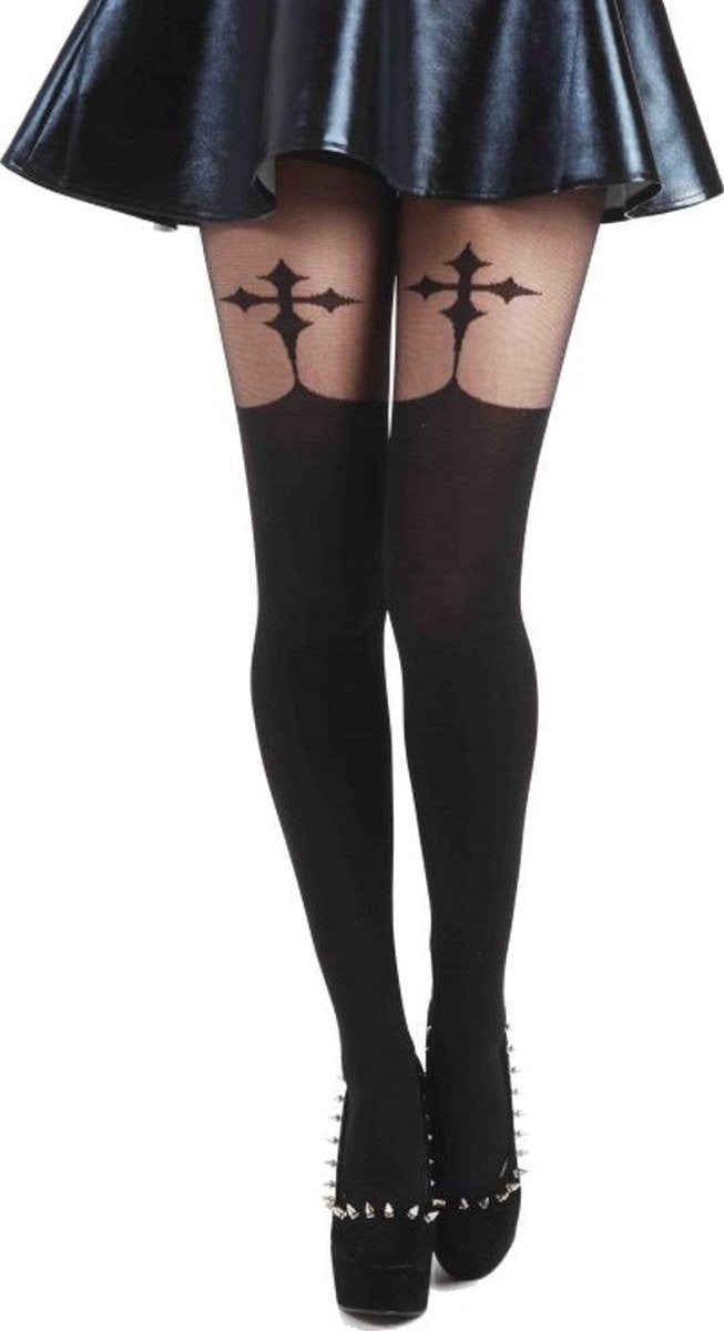 Pamela Mann Panty -S-L- Gothic Cross Zwart