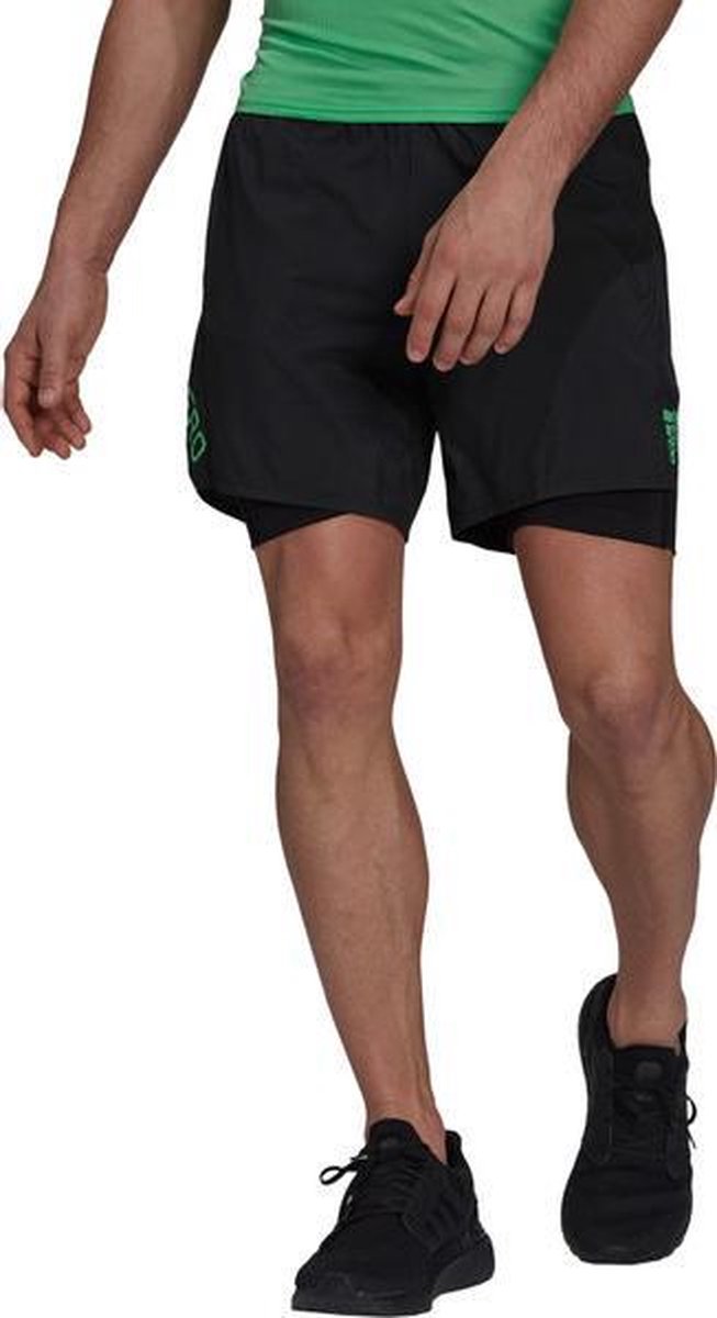 adidas Adizero 2in1 Short Heren - zwart - maat S