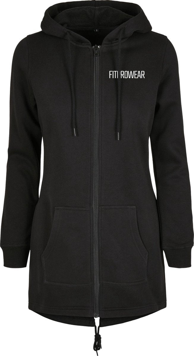 FitProWear Dames Parka Vest - Zwart - Maat S - Longdress Vest - Vest - Zip-Hoodie - Zip Hoodie - Zoodie - Dames Vest - Lang Vest Dames - Vest Longdress - Sweatvest