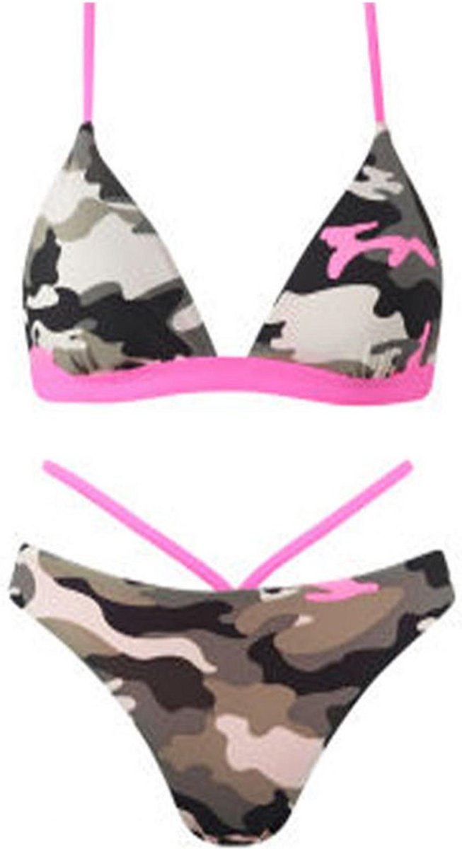 2-delig Dames Sexy Camouflage Bikini set-high waist-hoge taille bandjes-Verstelbare-sexy feel comfortabele - roze