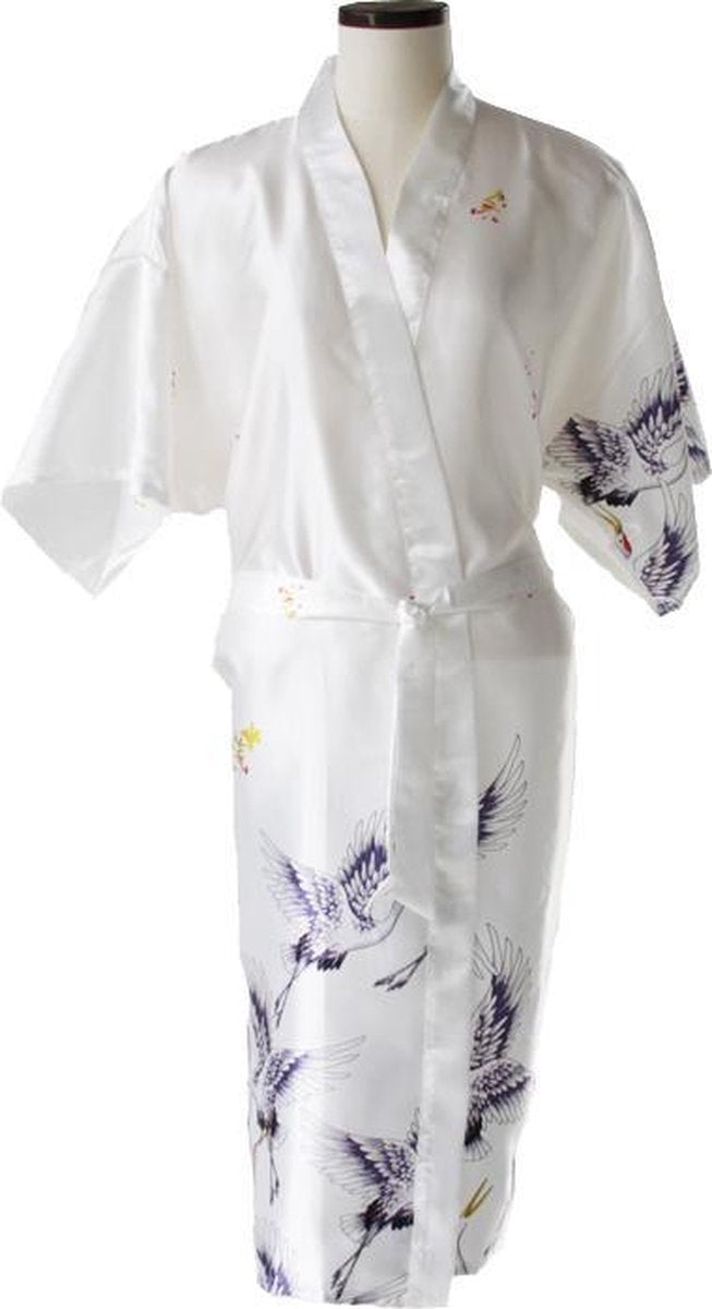 TA-HWA Kimono met Kraanvogels Wit Dames kimono L