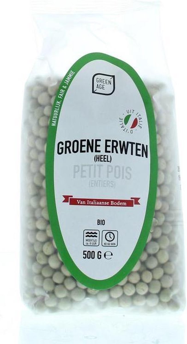 Groene erwten GreenAge - Zak 500 gram - Biologisch
