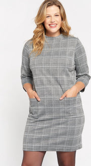 Mini jurk met ruit - Grijs