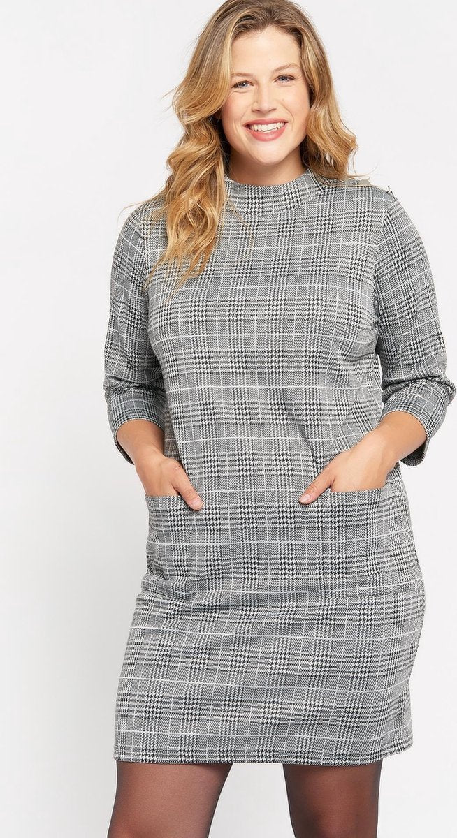 Mini jurk met ruit - Grijs