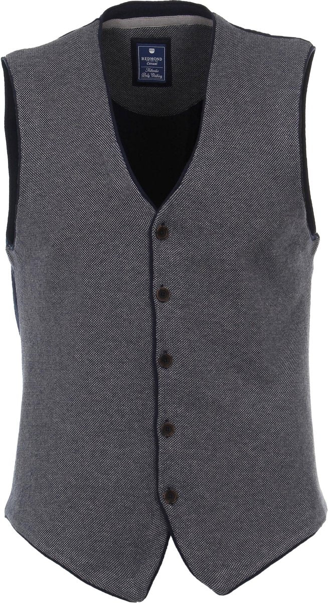 Redmond heren gilet katoen - met knopen - grijs melange -  Maat: XL