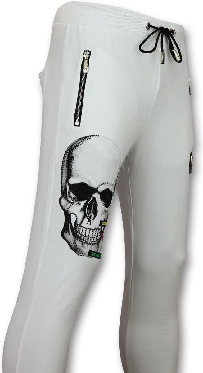ENOS Heren Sportbroek - Joggingbroek Kopen Color Skull - Wit - Maten: L