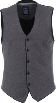 Redmond heren gilet katoen - met knopen - grijs melange -  Maat: L