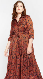 Hemd jurk met luipaardprint - Roest