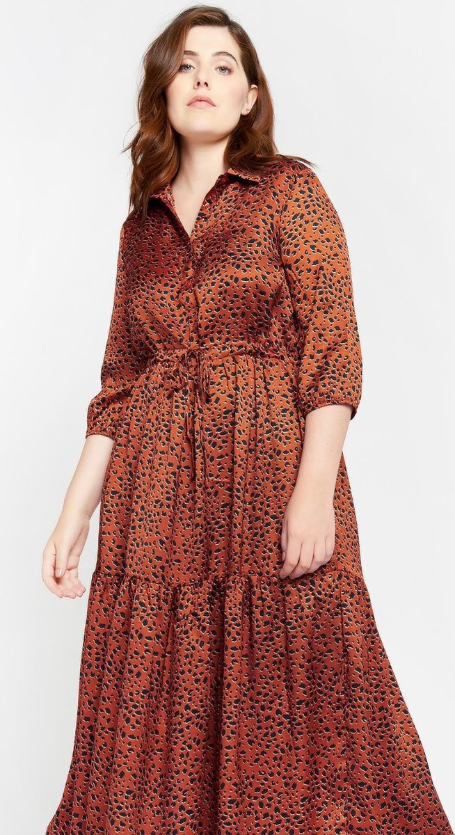 Hemd jurk met luipaardprint - Roest