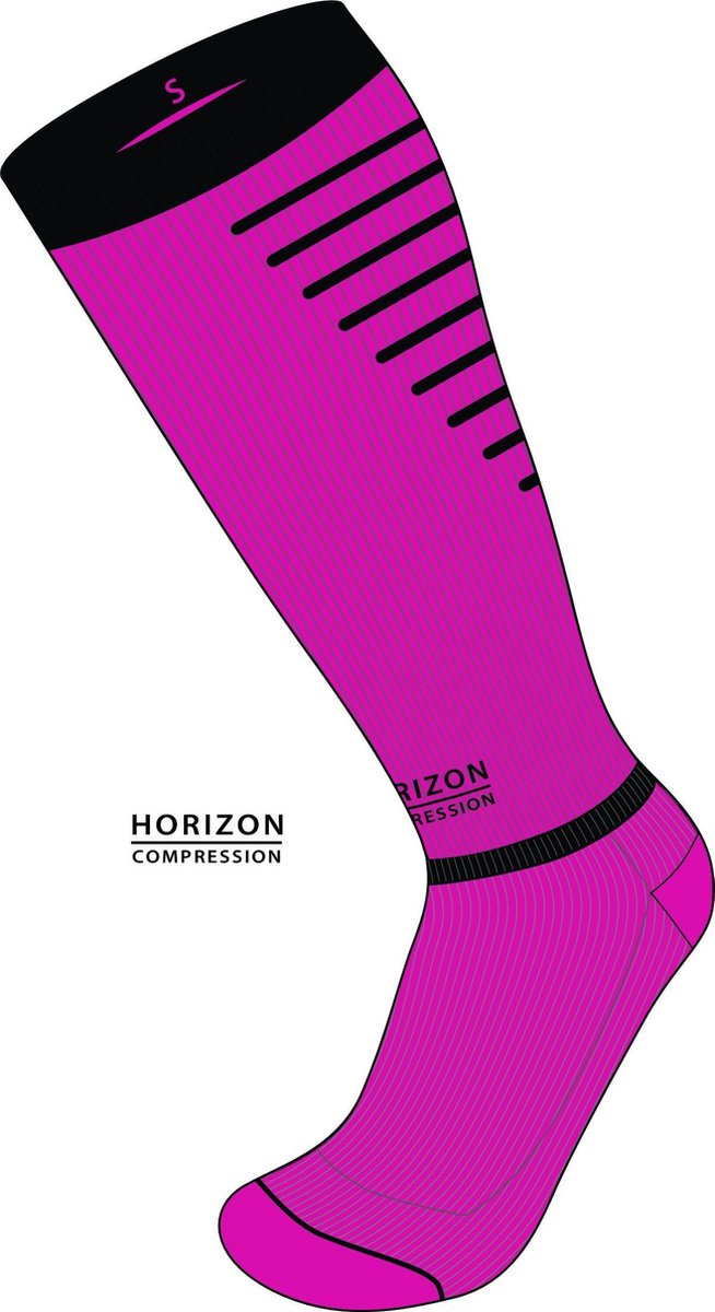Horizon Sport compressie kousen cerise/zwart Large (43-46) Kuit:43-53cm