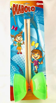 Kunststof Diabolo 10cm Groen Toi-Toys met houten stokjes