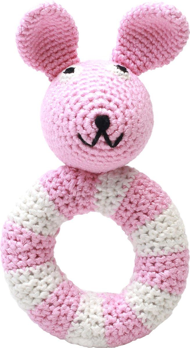 Naturezoo Ringrammelaar Konijn Gehaakt 14 Cm Roze