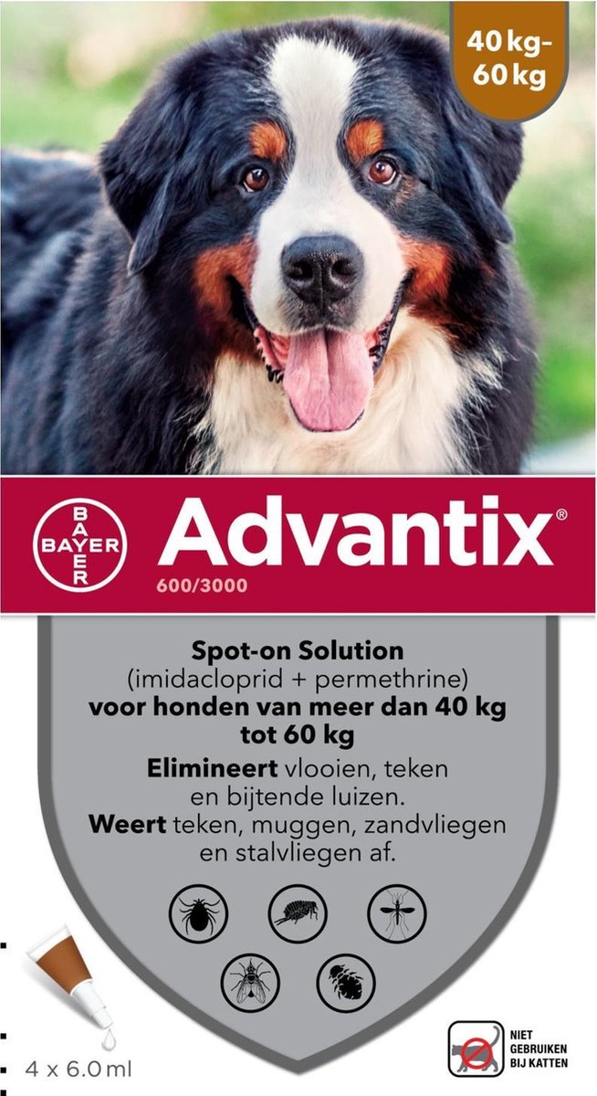 Bayer Advantix Vlooien & Teken Pipetten - Hond 40+ kg - 4 stuks