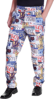 Broek multi print nummerplaten voor heer