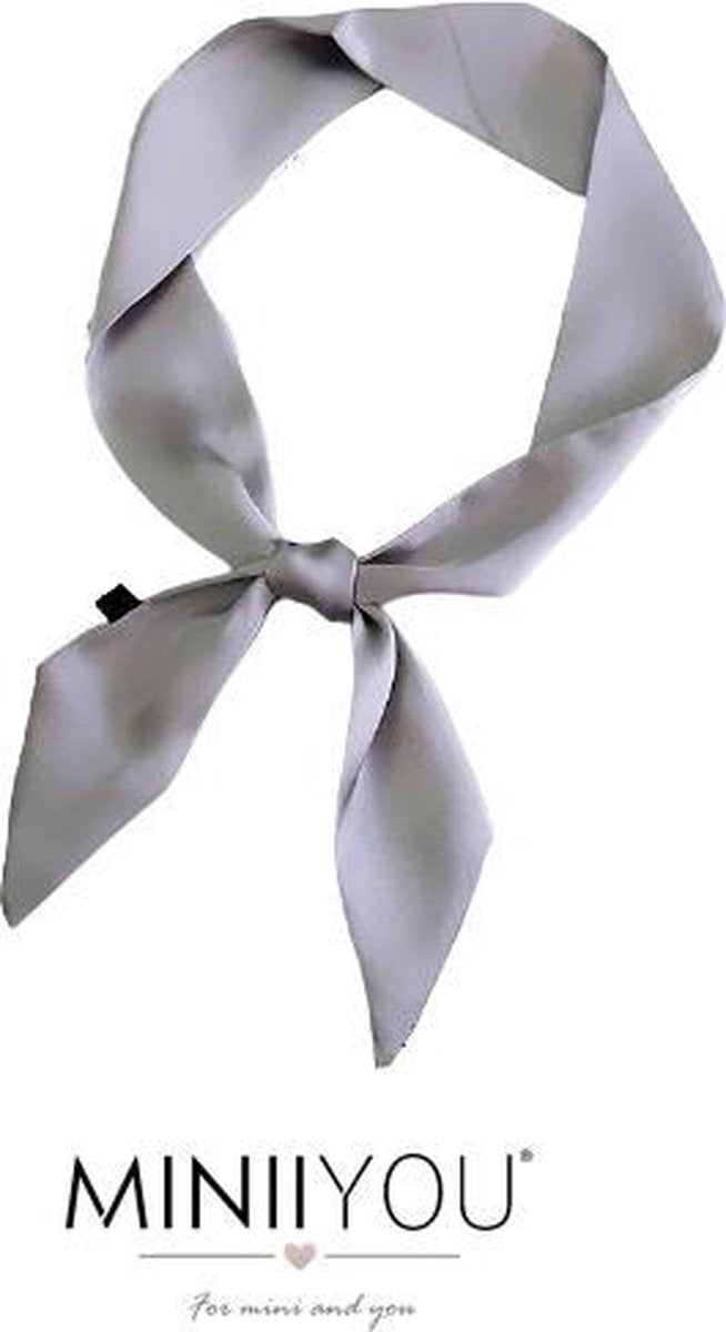 Dames haarsjaaltje effen grijs zilver 90x5 cm | haar lint - dames haar sjaal | dames haarband | haarsjaal meiden - tieners - dames | sjaaltje - lint