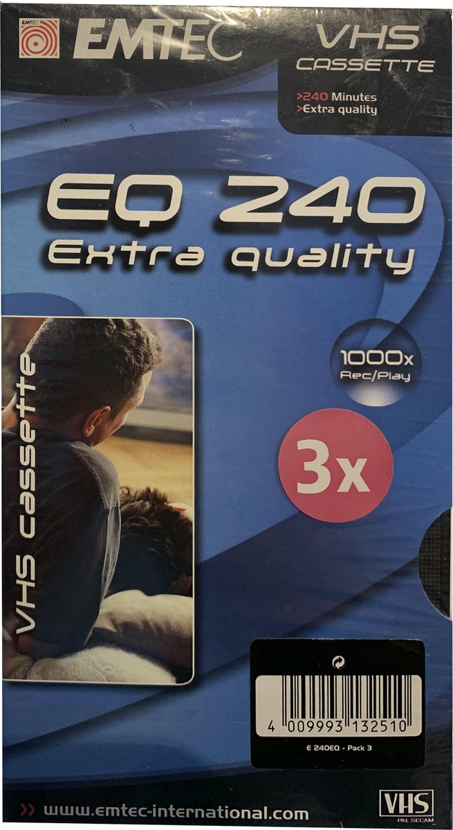 Emtec VHS 240min EQ extra quality video banden 3-pack