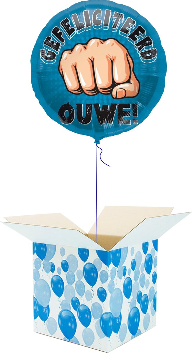 Helium Ballon Verjaardag gevuld met helium - Gefeliciteerd Ouwe! - Cadeauverpakking - Folieballon - Helium ballonnen verjaardag