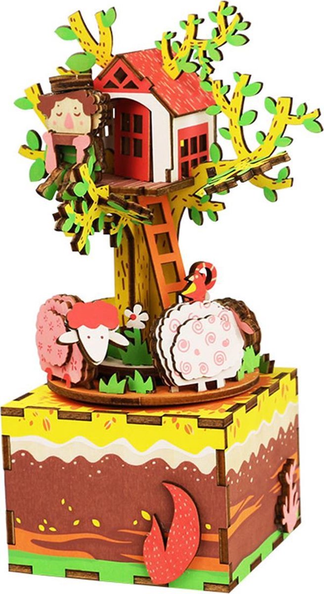 Robotime - Muziekdoos - DIY - 3D - Treehouse - Houten Modelbouw