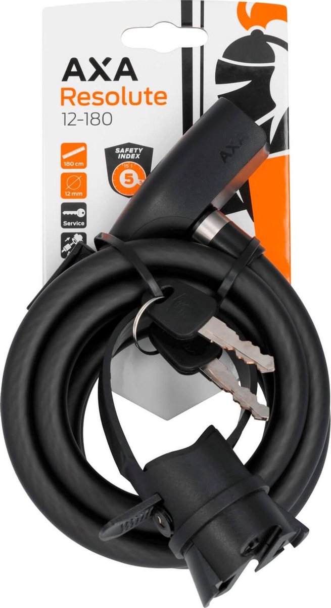 AXA Resolute 12 Kabelslot - 180 cm - Zwart
