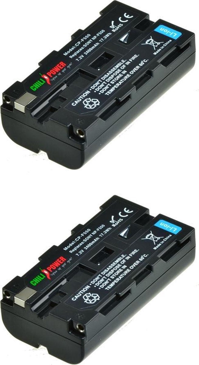 ChiliPower Sony NP-F550 / NP-F330 / NP-F570 camera batterij - 2 stuks verpakking