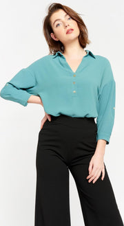 Blouse met driekwartsmouw - Licht Groen